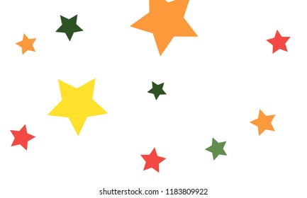 Many Stylish, Modern and Nice Looking Yellow and Green, Pink, Orange and Yellow Stars of Different size on White Background