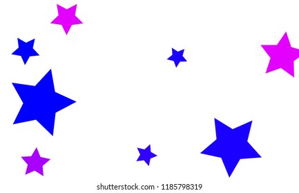 Many Stylish, Modern and Nice Looking Blue and Violet Stars of Different size on White Background