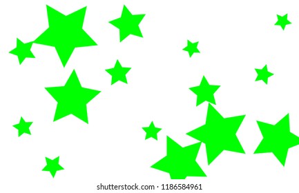 Many Stylish, Modern and Nice Looking Green Stars of Different size on White Background