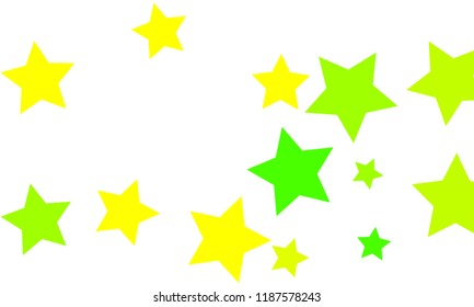 Many Stylish, Modern and Nice Looking Yellow and Green Stars of Different size on White Background