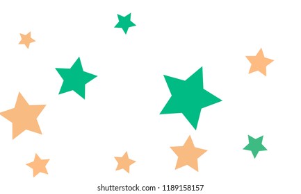 Many Stylish, Modern and Nice Looking Light Red and Green Stars of Different size on White Background