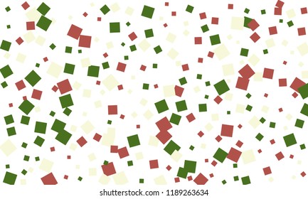 Many Stylish, Modern and Nice Looking Green and Red Confetti of Different Size on White Background