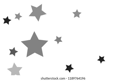 Many Stylish, Modern and Nice Looking Grey Stars of Different Size and Opacity on White Background