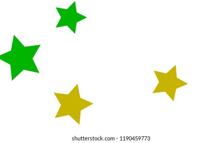 Many Stylish, Modern and Nice Looking Yellow and Green Stars of Different size on White Background