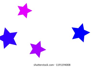 Many Stylish, Modern and Nice Looking Blue and Violet Stars of Different size on White Background