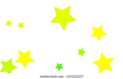 Many Stylish, Modern and Nice Looking Yellow and Green Stars of Different size on White Background