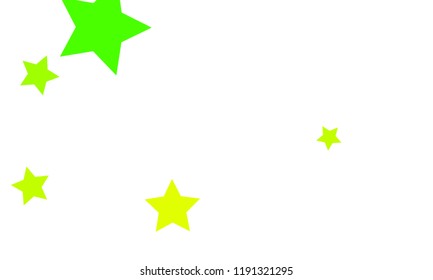 Many Stylish, Modern and Nice Looking Yellow and Green Stars of Different size on White Background