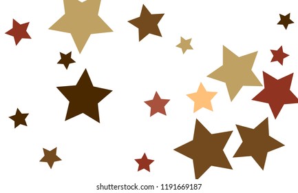Many Stylish, Modern and Nice Looking Orange, Green and Dark Red Stars of Different size on White Background