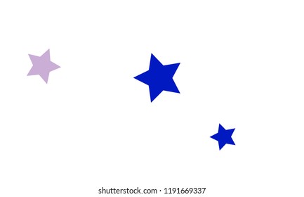 Many Stylish, Modern and Nice Looking Violet and Blue Stars of Different size on White Background