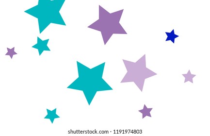 Many Stylish, Modern and Nice Looking Violet and Blue Stars of Different size on White Background