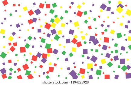 Many Stylish, Modern and Nice Looking Green, Red and Yellow Confetti of Different Size on White Background