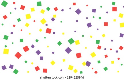 Many Stylish, Modern and Nice Looking Green, Red and Yellow Confetti of Different Size on White Background