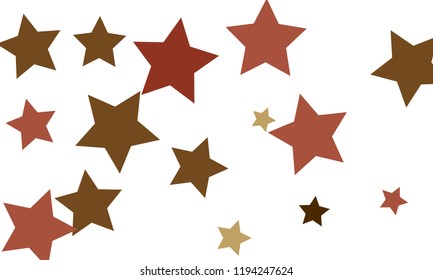 Many Stylish, Modern and Nice Looking Orange, Green and Dark Red Stars of Different size on White Background