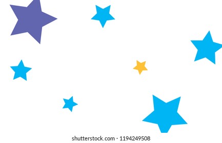 Many Stylish, Modern and Nice Looking Yellow and Blue Stars of Different size on White Background