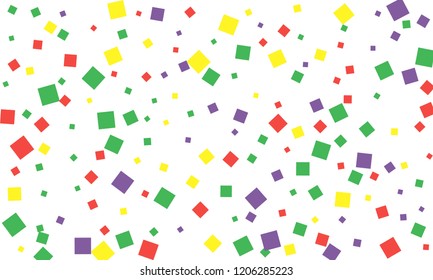 Many Stylish, Modern and Nice Looking Green, Red and Yellow Confetti of Different Size on White Background