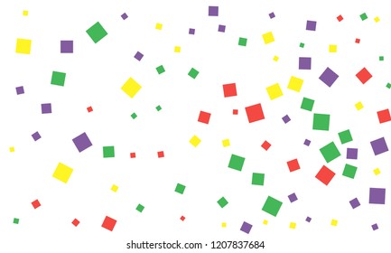 Many Stylish, Modern and Nice Looking Green, Red and Yellow Confetti of Different Size on White Background