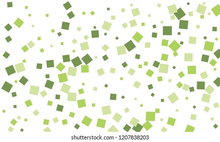 Many Stylish, Modern and Nice Looking Green Confetti of Different Size on White Background