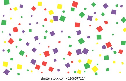 Many Stylish, Modern and Nice Looking Green, Red and Yellow Confetti of Different Size on White Background