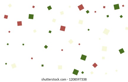 Many Stylish, Modern and Nice Looking Green and Red Confetti of Different Size on White Background