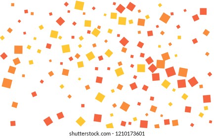 Many Stylish, Modern and Nice Looking Red, Orange and Yellow Confetti of Different Size on White Background