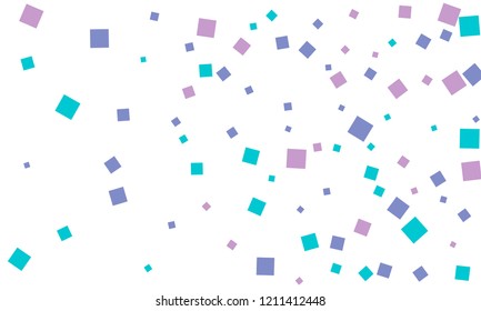 Many Stylish, Modern and Nice Looking Blue and Violet Confetti of Different Size on White Background