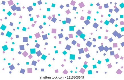 Many Stylish, Modern and Nice Looking Blue and Violet Confetti of Different Size on White Background