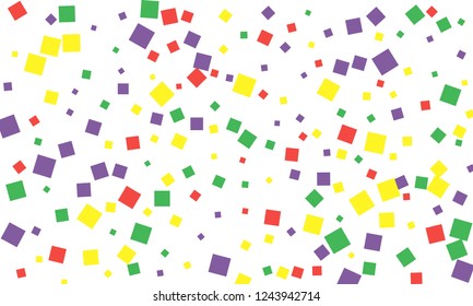 Many Stylish, Modern and Nice Looking Green, Red and Yellow Confetti of Different Size on White Background