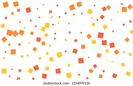 Many Stylish, Modern and Nice Looking Red, Orange and Yellow Confetti of Different Size on White Background