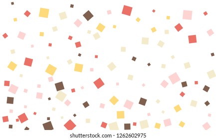 Many Stylish, Modern and Nice Looking Brown, Pink, Red and Yellow Confetti of Different Size on White Background