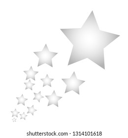Many Stylish, Modern and Nice Looking Grey Stars of Different Size and Opacity on White Background