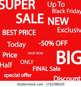 many tags on red background