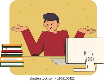 Too many task and not enough time flat illustration