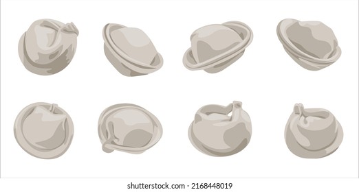 Many tasty dumplings on white background