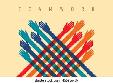 Many Teamwork People Colorful Hand