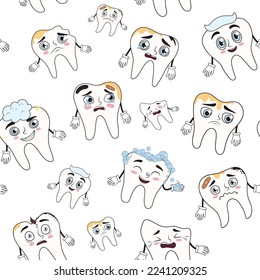 Many teeth on white background. Pattern for National Toothache D