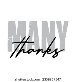 Many Thanks Black Vector lettering.