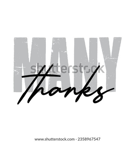 Many Thanks Black Vector lettering.
