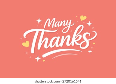 Many thanks hand lettering typography with decorative elements.