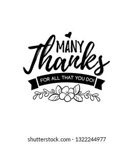 Many thanks for teacher. Happy teachers day. Hand lettering design poster ranking professional highest degree, most excellent career result. Vector illustration on white background