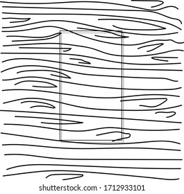 Many thin horizontal lines form a simple abstract image. Above the objects there is a contour rectangle.