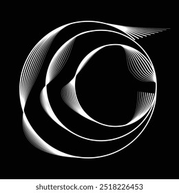 Many thin Lines in Spiral Form for comic books . Vortex Vector Illustration . Swirly spiral Logo . Spiral Design element . Abstract swirl icon . Twirl lines
