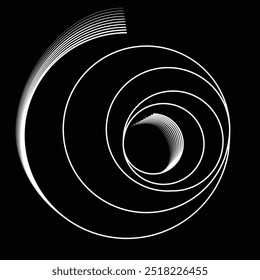 Many thin Lines in Spiral Form for comic books . Vortex Vector Illustration . Swirly spiral Logo . Spiral Design element . Abstract swirl icon . Twirl lines
