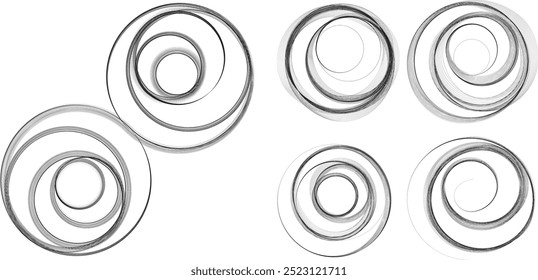 Muitas linhas finas em forma de espiral . Ilustração de vetor de vórtice . Logotipo de linhas em espiral . Elemento de design em espiral . Ícone de espiral abstrato . Redemoinho