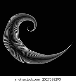 Many thin Lines in Spiral Form for comic books . Vortex Vector Illustration . Swirly spiral Logo . Spiral Design element . Abstract swirl icon . Twirl lines