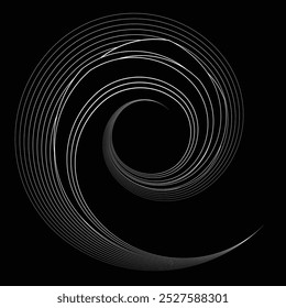 Many thin Lines in Spiral Form for comic books . Vortex Vector Illustration . Swirly spiral Logo . Spiral Design element . Abstract swirl icon . Twirl lines