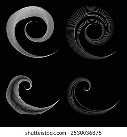 Many thin Lines in Spiral Form for comic books . Vortex Vector Illustration . Swirly spiral Logo . Spiral Design element . Abstract swirl icon . Twirl lines