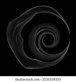 Many thin Lines in Spiral Form for comic books . Vortex Vector Illustration . Swirly spiral Logo . Spiral Design element . Abstract swirl icon . Twirl lines