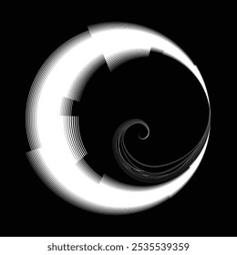 Many thin Lines in Spiral Form for comic books . Vortex Vector Illustration . Swirly spiral Logo . Spiral Design element . Abstract swirl icon . Twirl lines