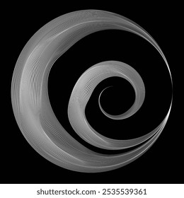 Many thin Lines in Spiral Form for comic books . Vortex Vector Illustration . Swirly spiral Logo . Spiral Design element . Abstract swirl icon . Twirl lines