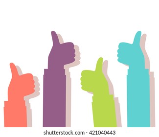 Many thumbs up, feedback, social network concept